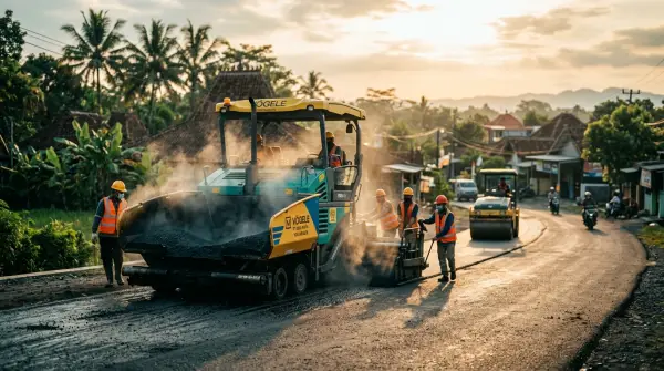 jasa pengaspalan bogor saat bekerja di pagi hari