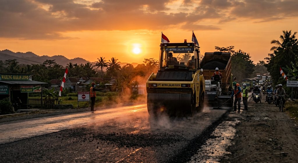 jasa pengaspalan sukabumi mengerjakan proyek lintas pantura