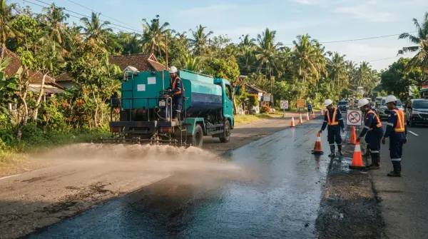 aspal emulsi mengandung partikel aspal untuk perbaikan jalan