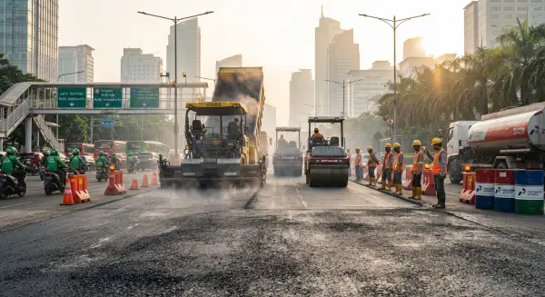 aspal pertamina digunakan untuk pengaspalan jalan di kota