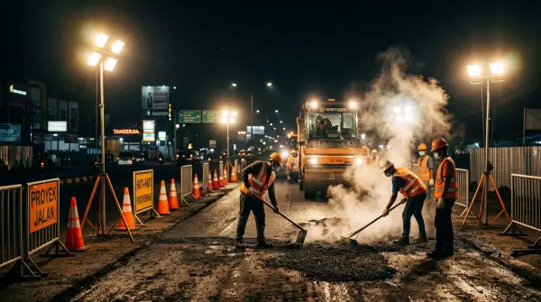 jasa pengaspalan bekasi melakukan proyek pada malam hari