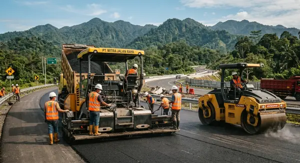 jasa pengaspalan jalan mengerjakan proyek tol panjang