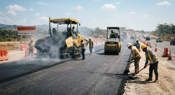 jasa pengaspalan pandeglang pada proyek pembangunan jalan lintas selatan