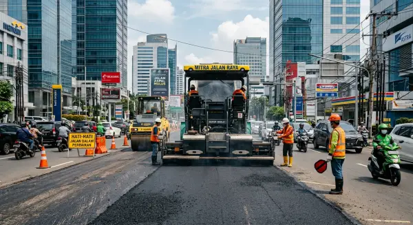 jasa pengaspalan semarang sedang mengerjakan di jalan pandanaran semarang