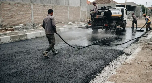 lapisan aspal menjadi landasan pengaspalan jalan