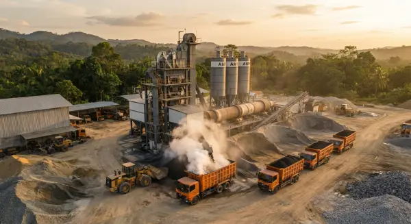 pabrik AMP Jakarta mempunyai banyak armada dump truck