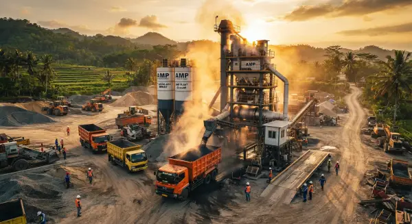 pabrik aspal cilegon saat akan melaksanakan pengiriman ke proyek