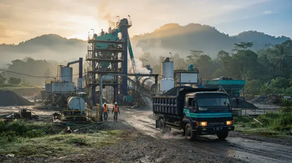 pabrik aspal menggunakan unit yang heavy duty untuk pengiriman aspal