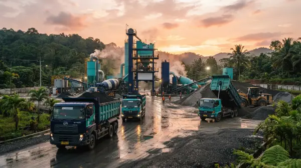 pabrik aspal purwakarta saat akan bersiap mengirim material aspal kepada pelanggan